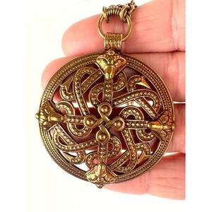 Kalevala Koru Bronze Viking Serpent Knotwork Pendant Necklace Made in Finland